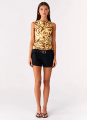 Montana Denim Mini Shorts - Black