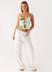 Faela Cotton Cami Top - Verdant Bloom