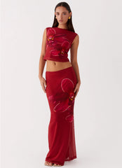 Waiting For Dawn Mesh Maxi Skirt - Rosa