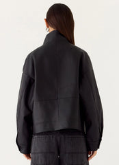 James PU Bomber Jacket - Black