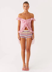 Dylan Off Shoulder Top - Pink