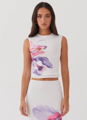 Waiting For Dawn Mesh Top - White