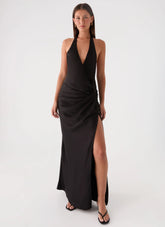 Lumae Halter Maxi Dress - Black