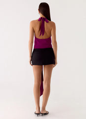 Right Back Halter Top - Maroon