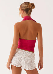 Milos Scarf Halter Neck Top - Fuchsia Pink
