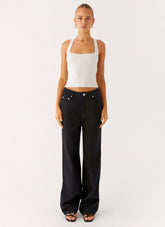 Back Again Straight Leg Denim Jeans - Black