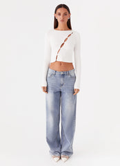 Cassius Long Sleeve Top - Ivory