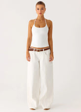 Johnny Low Rise Wide Leg Denim Jeans - White