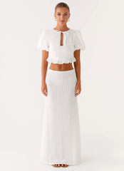 Megan Balloon Sleeve Top - White