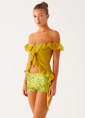 Dylan Off Shoulder Top - Lime
