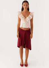 Regan Ruffle Top - Red Polka Dot