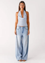 Charli Cowl Top - Blue