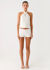 Maddox Scarf Top - White