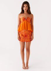 Kenya Beaded Halter Top - Orange