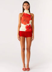 Felicity Halter Top - Scarlet Floral