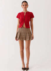 Raina Knit Crop Top - Ruby Red