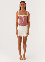 Palmer Ruffle Bustier Top - Red Gingham
