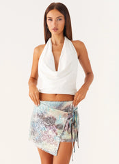 Loranza Sequin Mini Skirt - Sea Splash