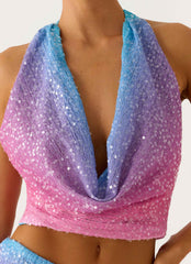 One More Time Sequin Knit Top - Disco Ombre