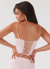 Best Love Lace Up Top - Pink Petal