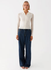 Lorna Zip Up Shirt - Ivory