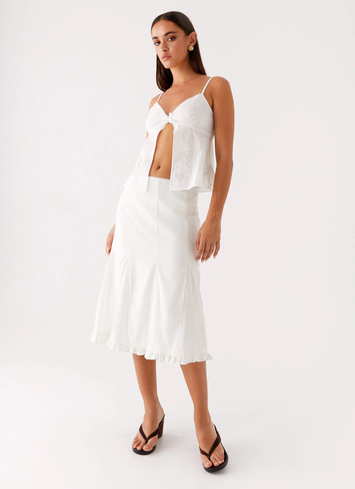 Alec Midi Skirt - White