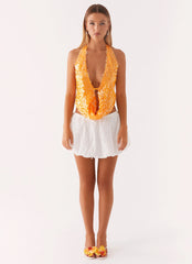 Rio Dreams Cowl Neck Halter Top - Orange