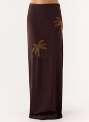 Brienne Beaded Maxi Skirt - Chocolate