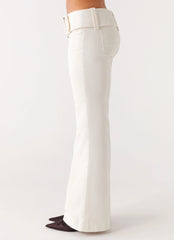 Zadie Low Rise Cord Jeans - Pearl