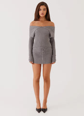 Frankie Arrow Knit Long Sleeve Top - Charcoal