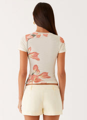 Late Night Mesh Baby Tee - Siena Floral