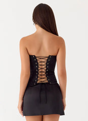 All My Ladies Strapless Corset Top - Black