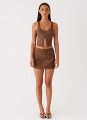 West District PU Top - Brown