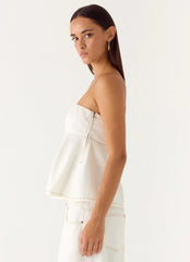 Nathan Denim Top - White