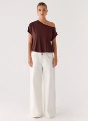 Neo Low Rise Wide Leg Denim Jeans - Ivory