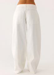 Johnny Low Rise Wide Leg Denim Jeans - White