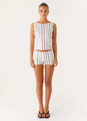 Sun's Out Low Rise Mini Shorts - Blue Stripe