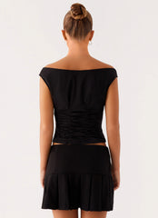 Shelby Pleated Mini Skirt - Black