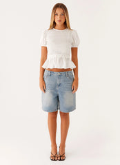 Izzy Shirred Top - White