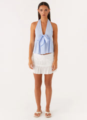 On Repeat Halter Top - Blue Stripe