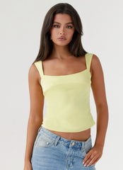 Lylah Satin Top - Yellow