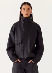 James PU Bomber Jacket - Black