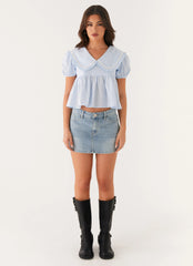 Sophie Babydoll Top - Blue