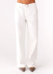 Texas Low Rise Denim Jeans - White