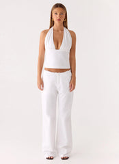 Josephina Linen Pant - White